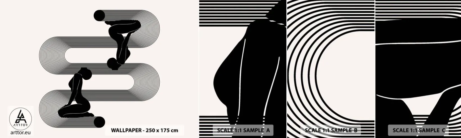 Amostra de Papel de Parede Standard Eco - Simetria sensual - Mulheres, Linhas, Meditação - 100x30 cm