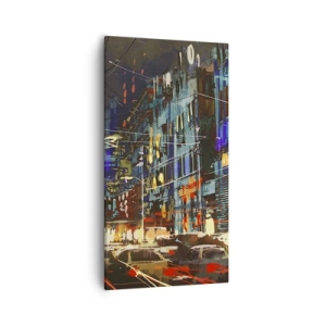 Quadro em tela - O alvoroço da rua à noite - 55x100 cm