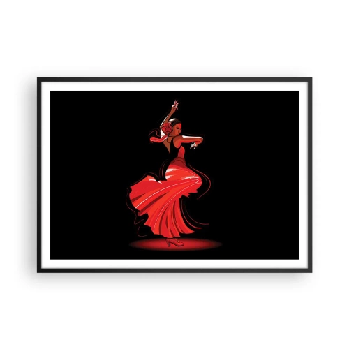 Pôster com moldura preta - O espírito ardente do flamenco - 100x70 cm