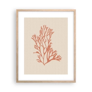 Pôster com moldura de carvalho claro - Filigrana coral - 40x50 cm