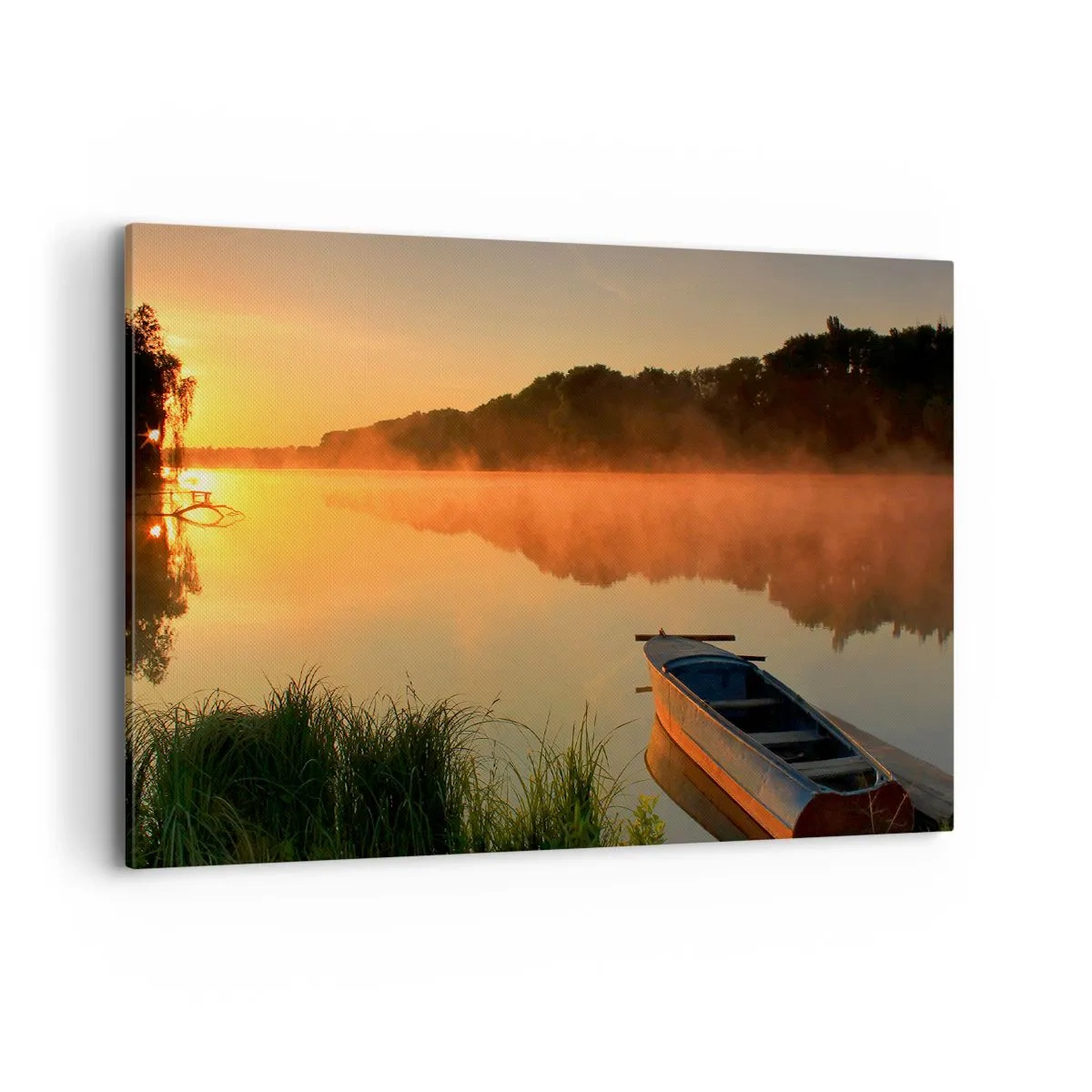 Quadro em tela - Nascer do sol sobre a água como um espelho - 100x70 cm
