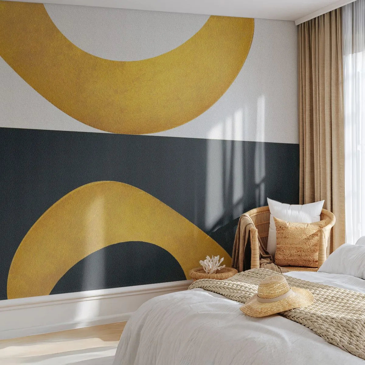 Papel de Parede Standard Eco - Primeiro: ouro - Abstração, Formas, Rodas - 250x175 cm