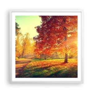 Pôster em moldura branca - O vermelho é lindo - 60x60 cm