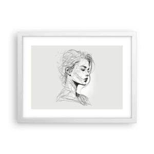 Pôster em moldura branca - Retrato em pensamento - 40x30 cm