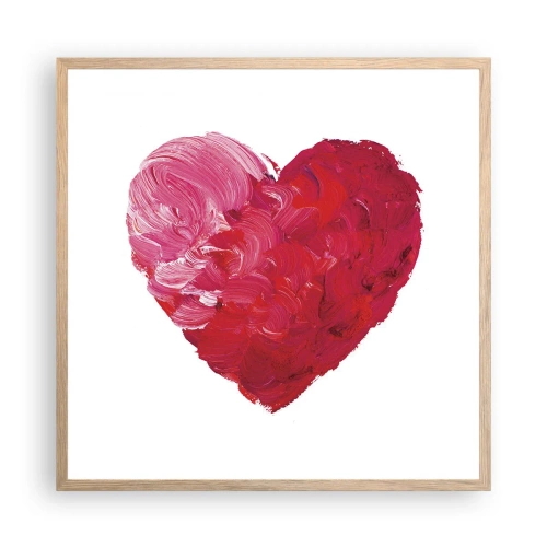 Pôster com moldura de carvalho claro - All you need is love - 60x60 cm