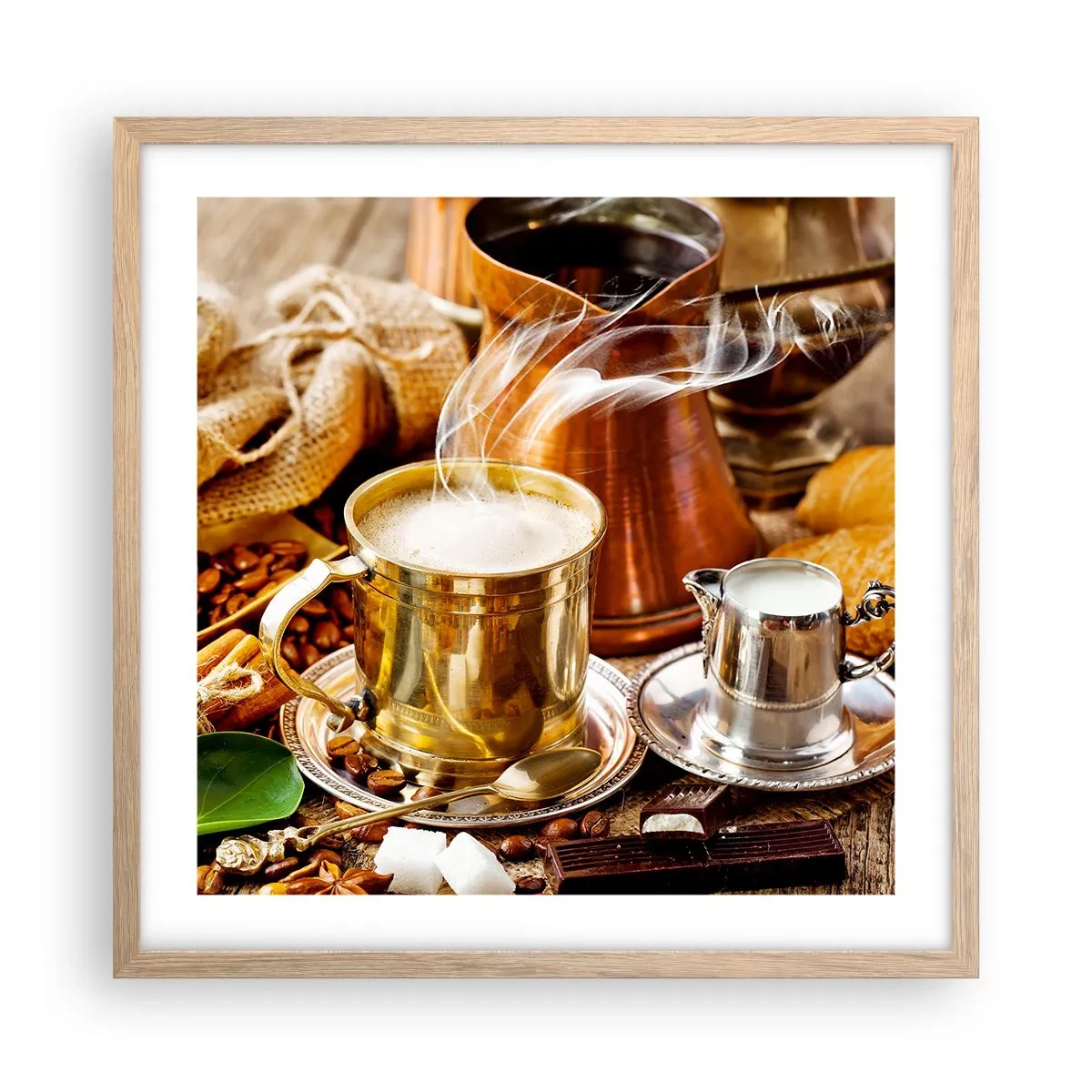 Pôster com moldura de carvalho claro - Bons dias! - 50x50 cm