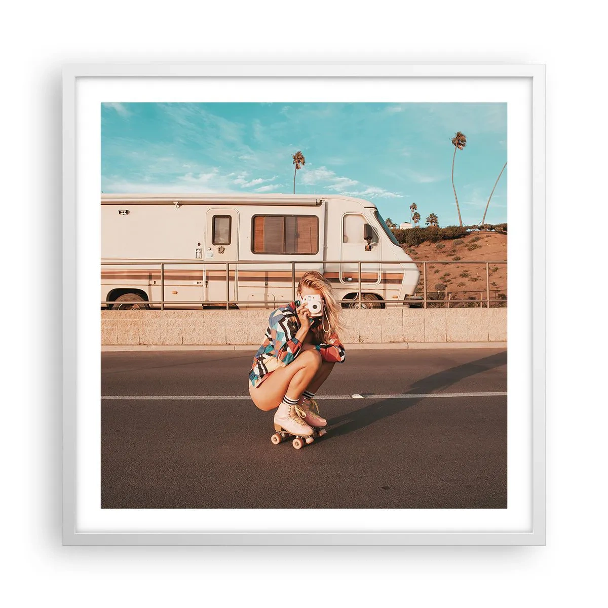 Pôster em moldura branca - Sorria, por favor! - 60x60 cm