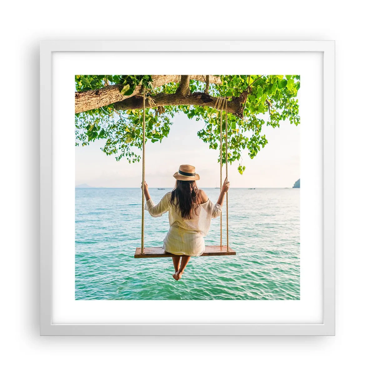 Pôster em moldura branca - A vida é bela - 40x40 cm