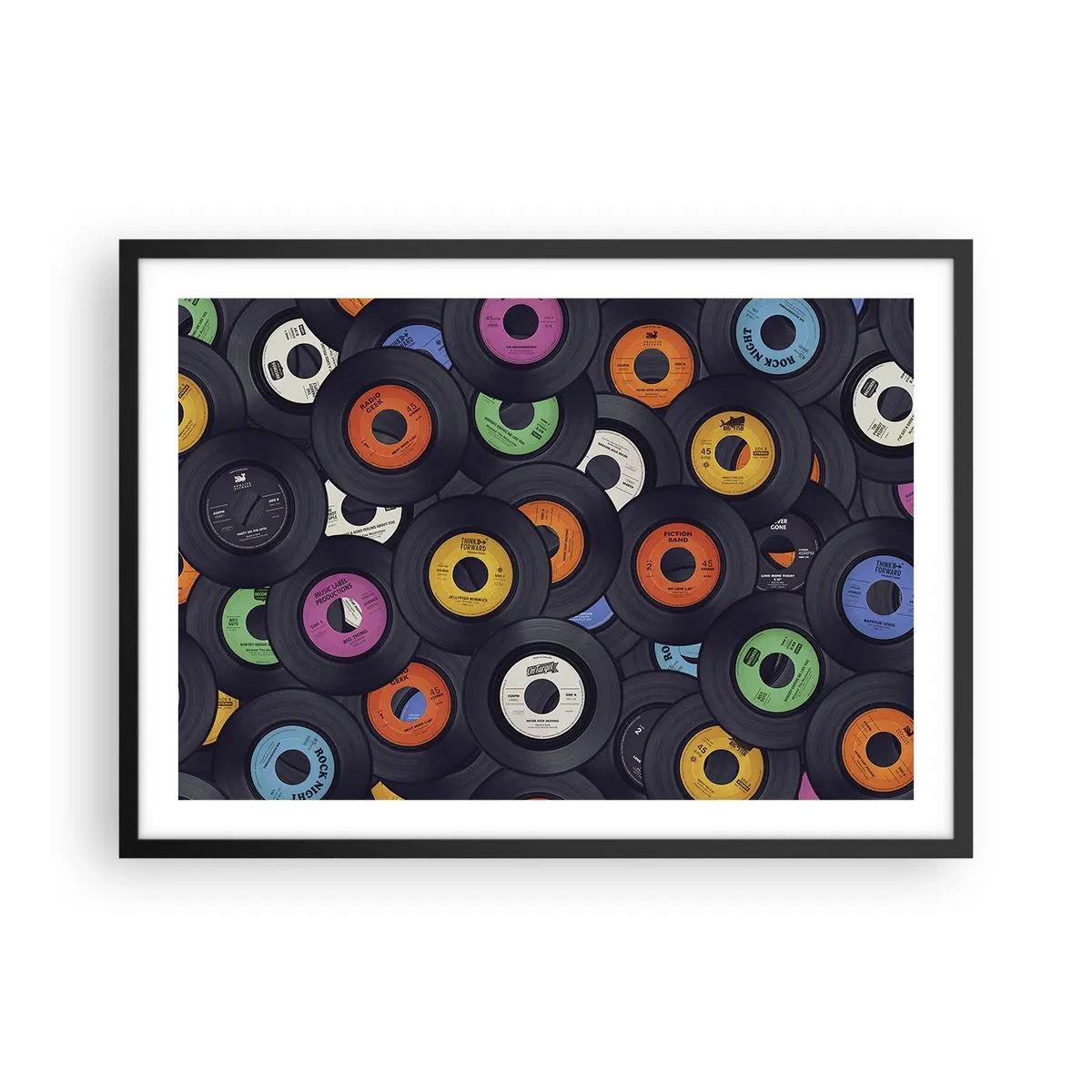 Pôster com moldura preta - Cores dos clássicos - 70x50 cm