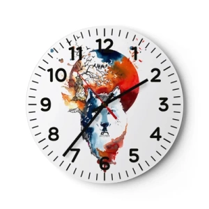 Relógio de parede - Relógio em vidro - Nariz a nariz com a noite - 40x40 cm