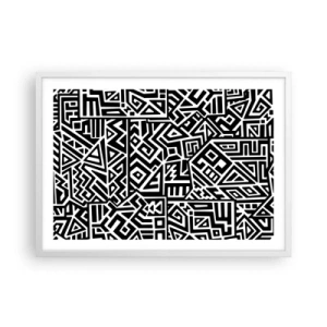 Pôster em moldura branca - Composição pré-colombiana - 70x50 cm