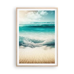 Pôster com moldura de carvalho claro - A paz do oceano - 70x100 cm
