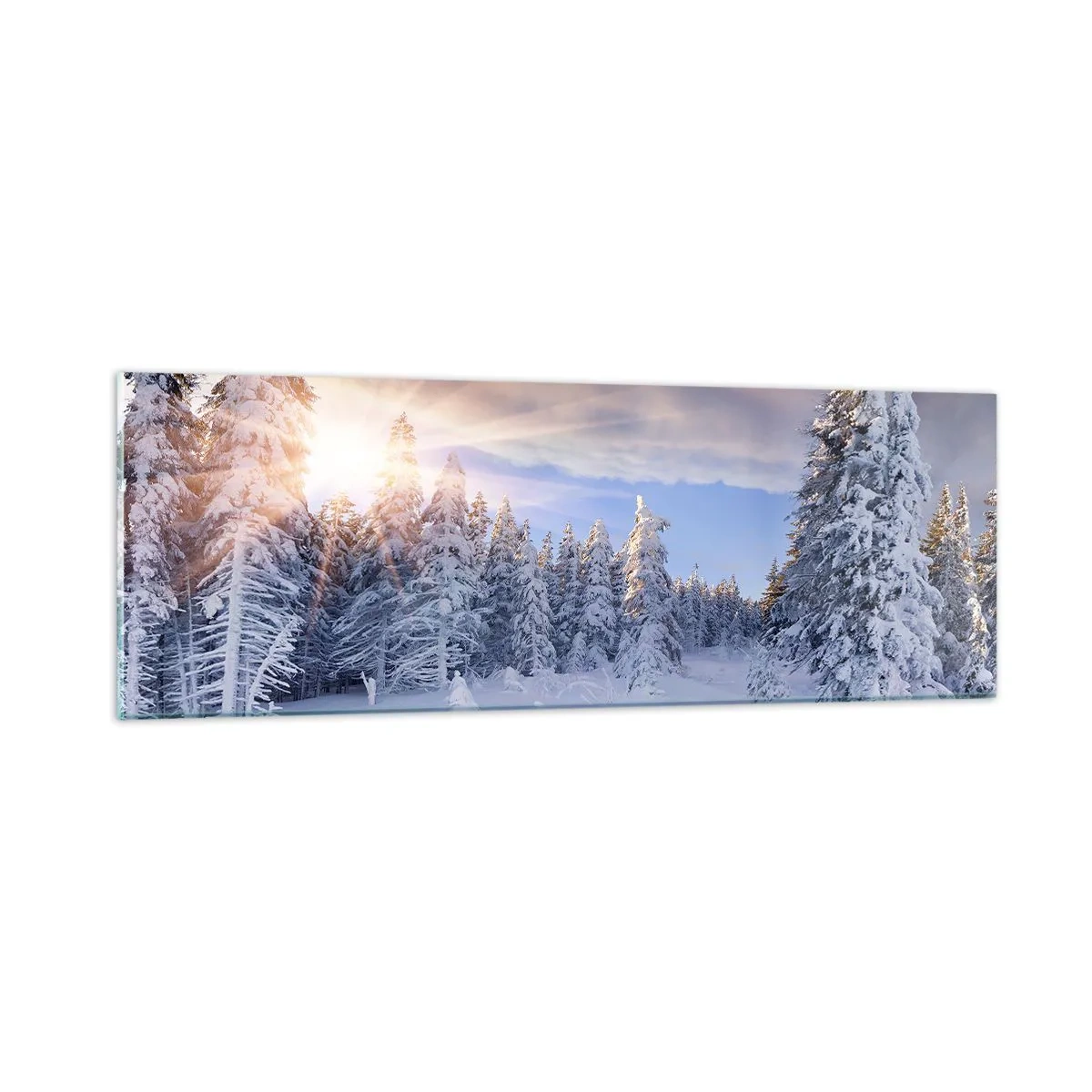 Quadro em vidro - Espetáculo de neve da natureza - 90x30 cm