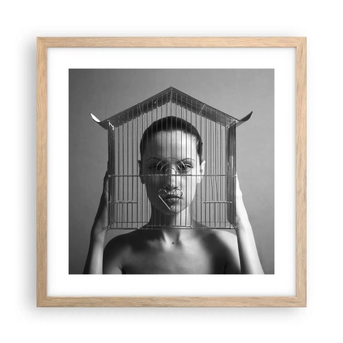 Pôster com moldura de carvalho claro - Retrato um pouco surreal - 40x40 cm