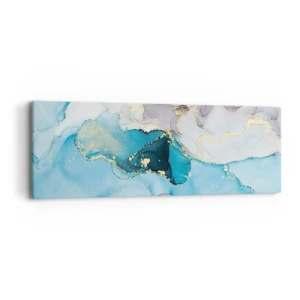 Quadro em tela - Estudo do encontro do cinza e turquesa - 90x30 cm