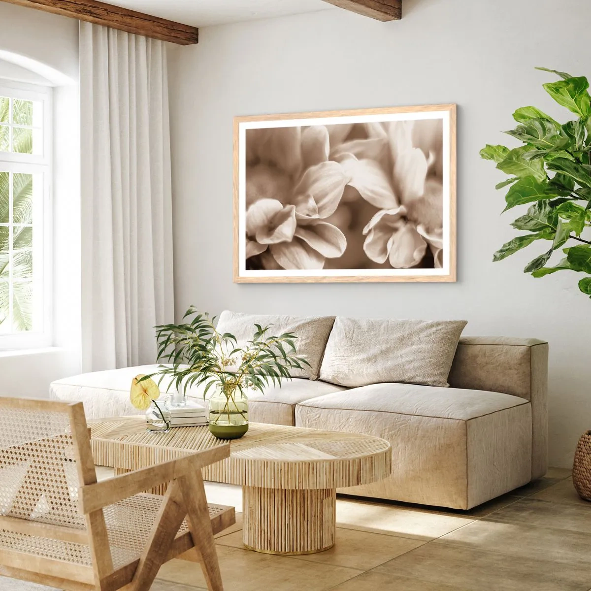 Pôster com moldura de carvalho claro - Gentil como um sorriso - 50x40 cm