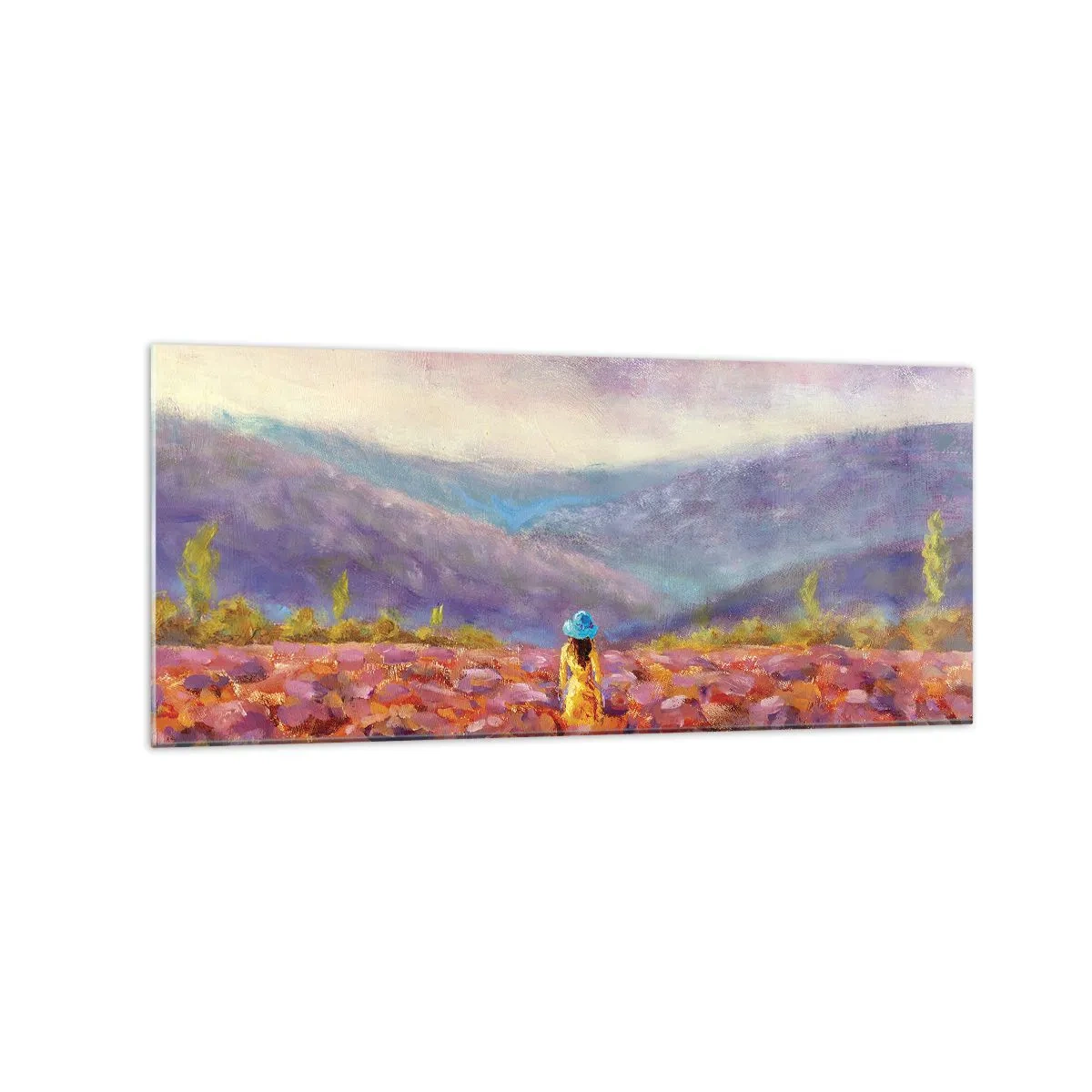 Quadro em vidro - No mundo da lavanda - 120x50 cm