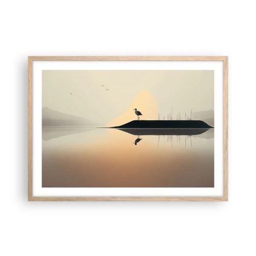 Pôster com moldura de carvalho claro - Senhor no lago - 70x50 cm