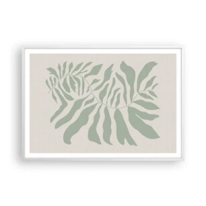 Pôster em moldura branca - Galho esmeralda - 100x70 cm