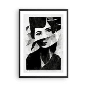 Pôster com moldura preta - Retrato de uma mulher em uma composição abstrata - 50x70cm - O que és de verdade... - Decoração de parede moderna para a sala de estar e quarto ARTTOR