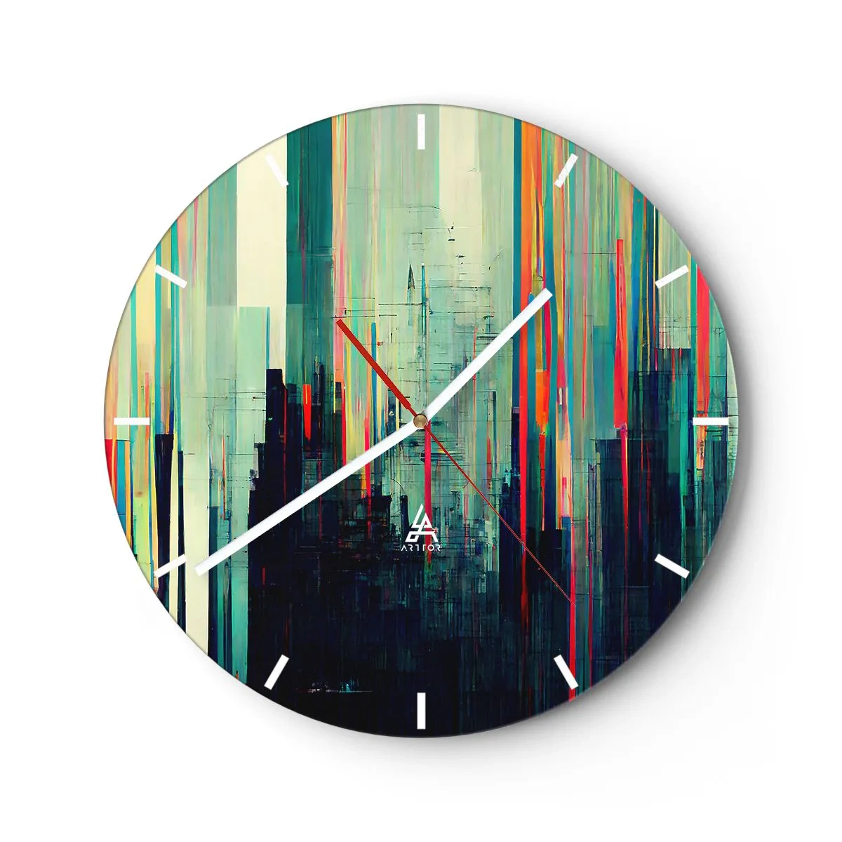 Relógio de parede - Relógio em vidro - Cidade futurista - 40x40 cm