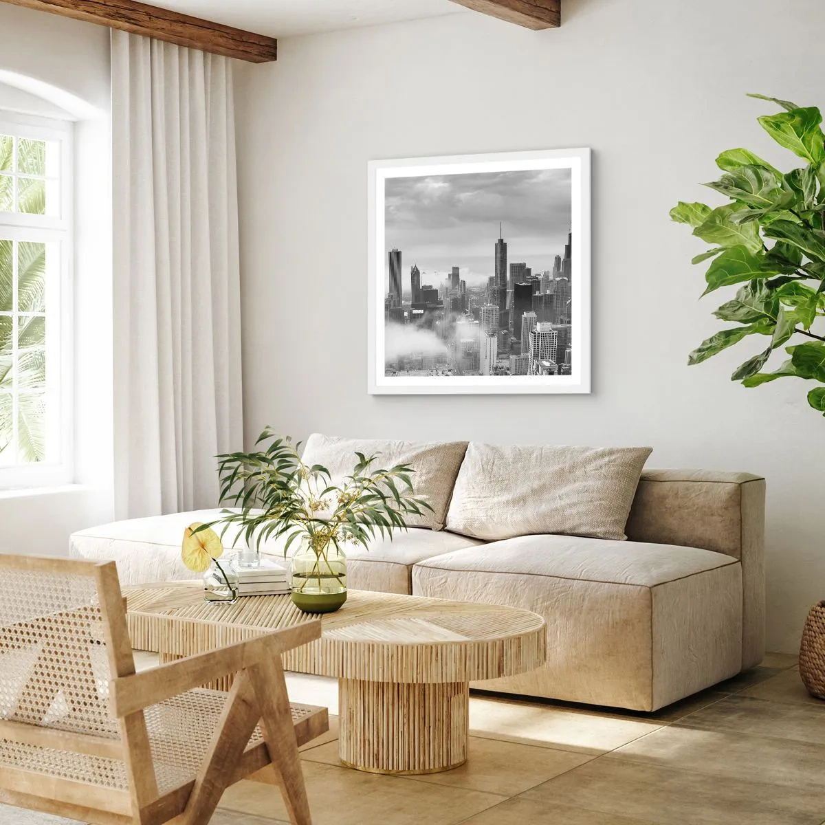 Pôster em moldura branca - Paisagem americana - 30x30 cm