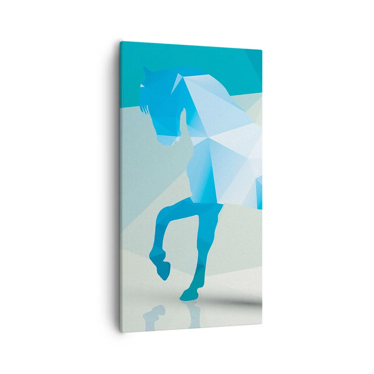 Quadro em tela - Cavalo geométrico em turquesa - 55x100 cm