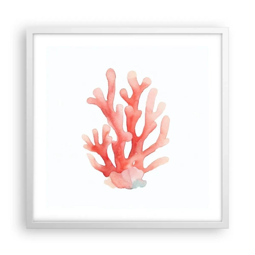 Pôster em moldura branca - Coral de cor coral - 50x50 cm