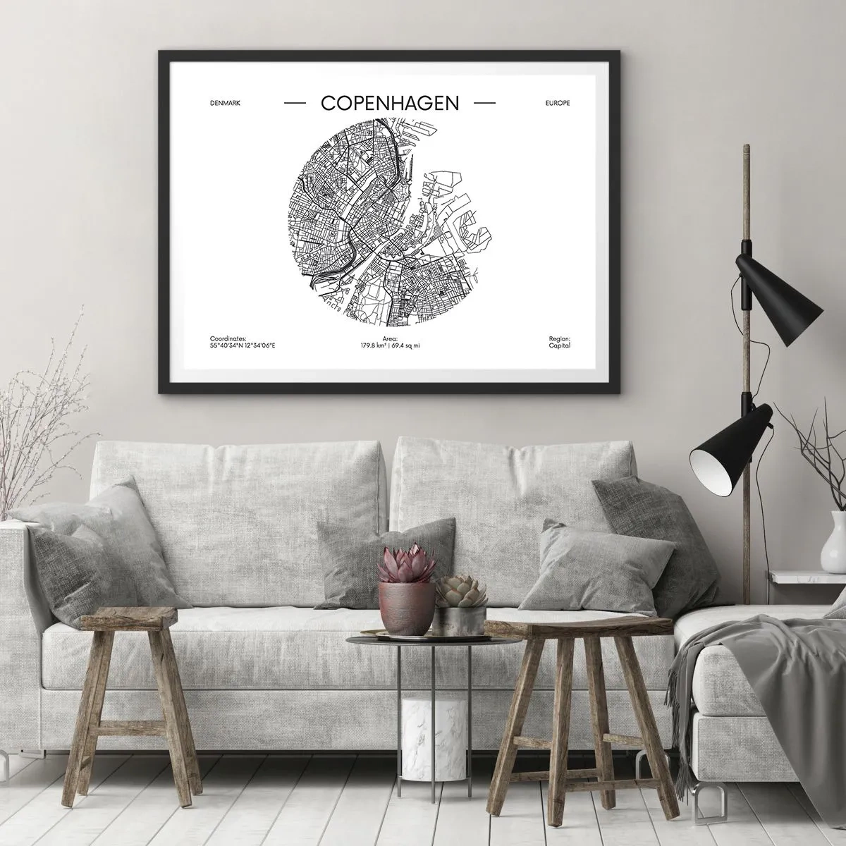 Pôster com moldura preta - Anatomia de Copenhague - 70x50 cm