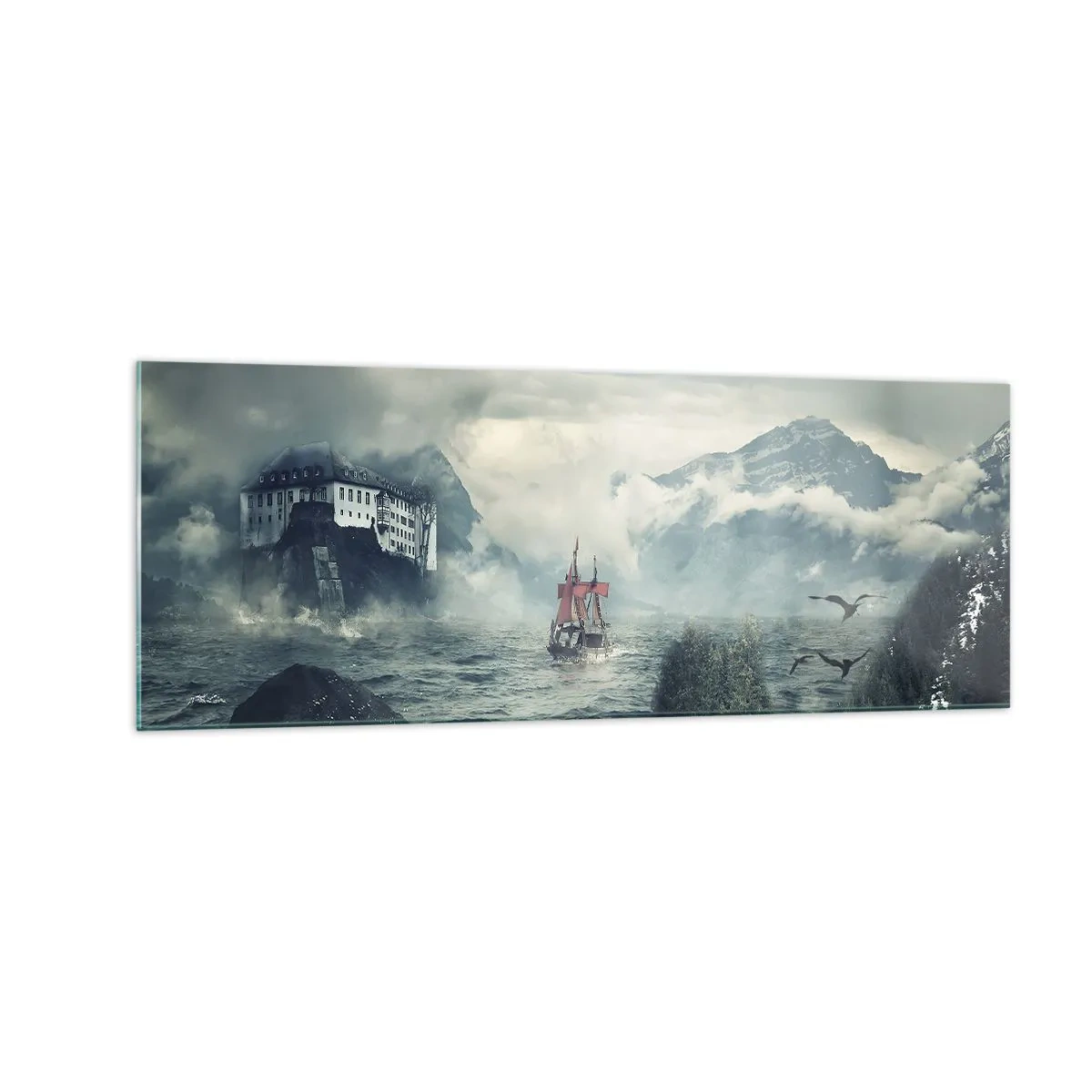 Quadro em vidro - Nas águas mágicas - 140x50 cm