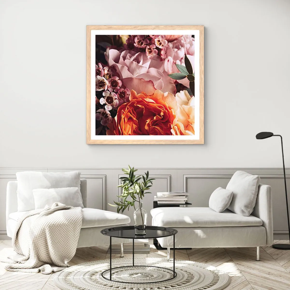 Pôster com moldura de carvalho claro - Envolto em beleza - 30x30 cm