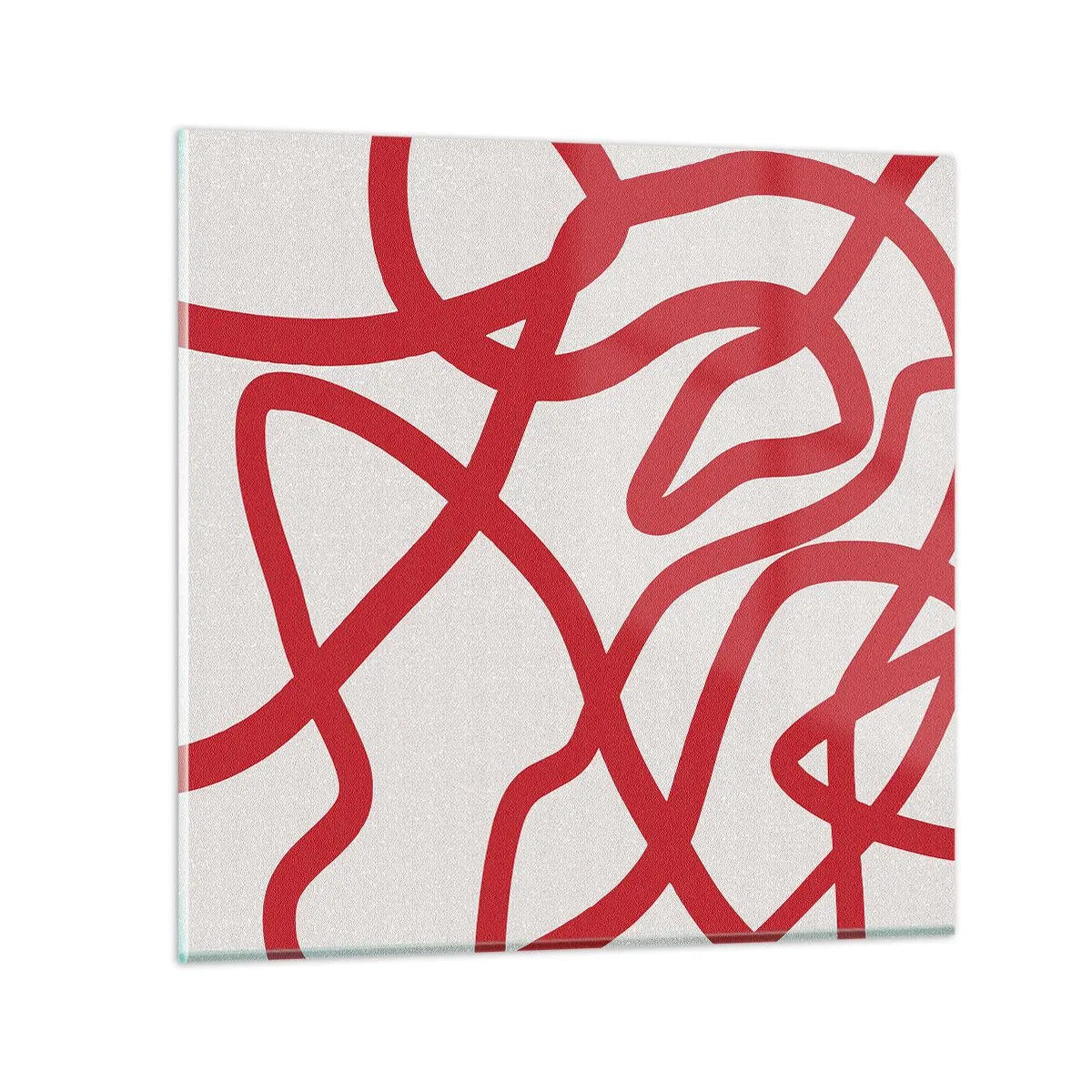 Quadro em vidro - Vermelho em branco - 30x30 cm