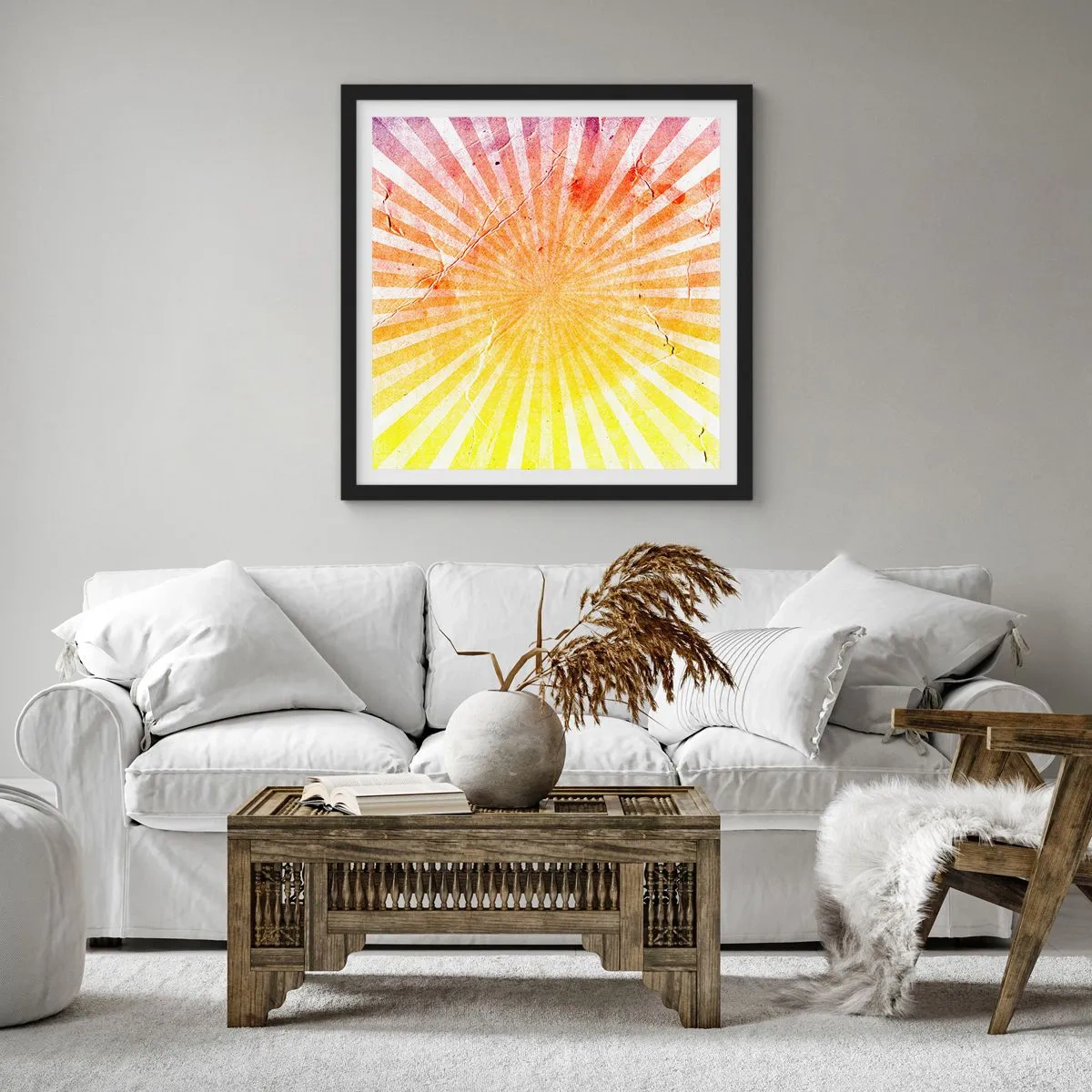 Pôster com moldura preta - Nasceres e entardeceres - 60x60 cm