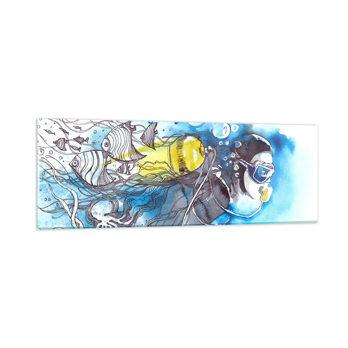Quadro em vidro - Azul Infinito - 90x30 cm