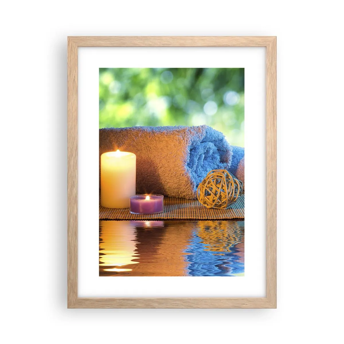 Pôster com moldura de carvalho claro - Tempo para o corpo - 30x40 cm