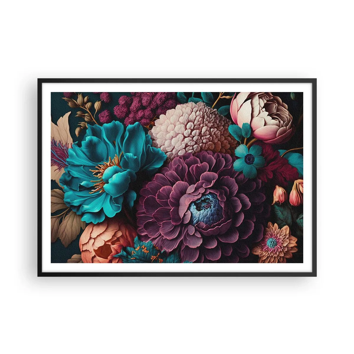 Pôster com moldura preta - Natureza em abundância - 100x70 cm