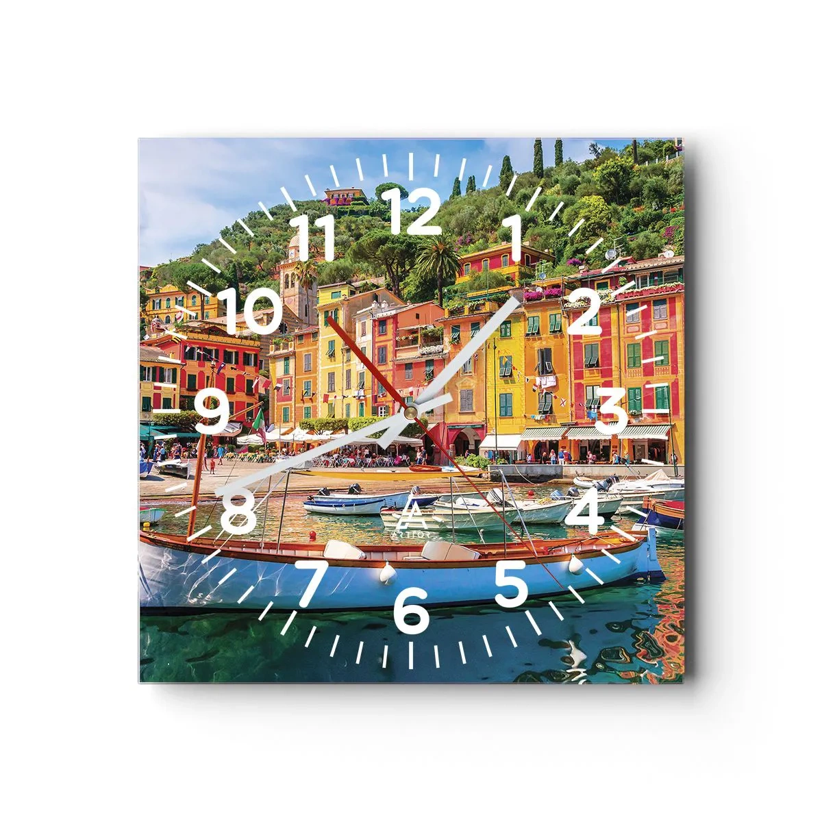 Relógio de parede - Relógio em vidro - Manhã italiana - 40x40 cm