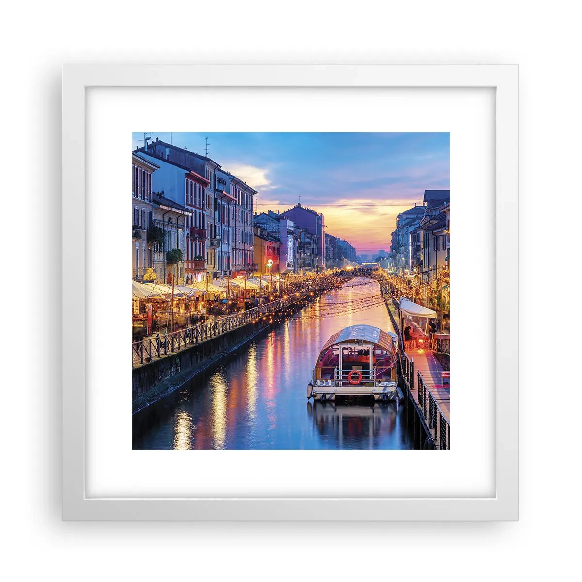 Pôster em moldura branca - Uma noite de luz e diversão - 30x30 cm