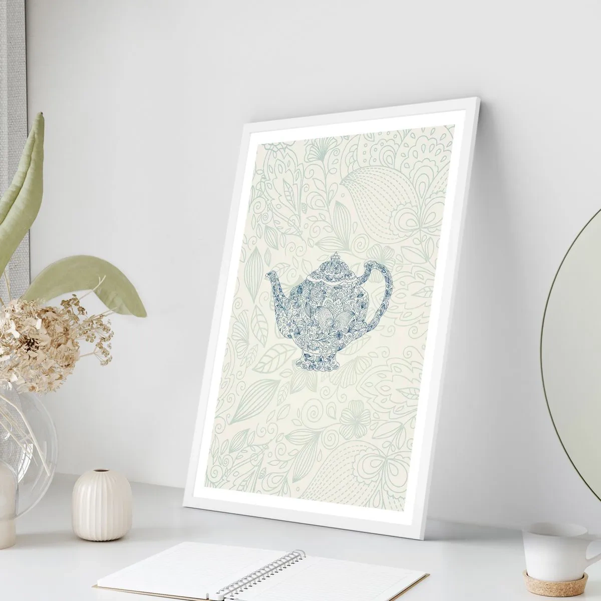 Pôster em moldura branca - Chás de charme - 30x40 cm