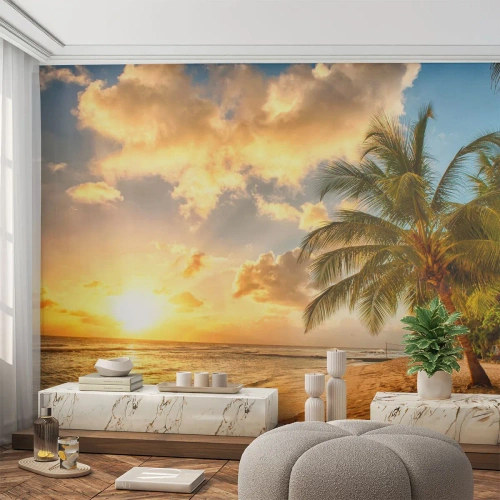 Papel de Parede Premium Sand - Eterno verão, férias eternas - Paisagem, Praia, Coqueiro - 350x256 cm