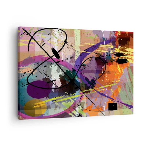 Quadro em tela - Um padrão abstrato colorido com linhas e formas dinâmicas. - 70x50cm - Pode ir direto ou ao redor - Decoração de parede moderna para a sala de estar e quarto ARTTOR