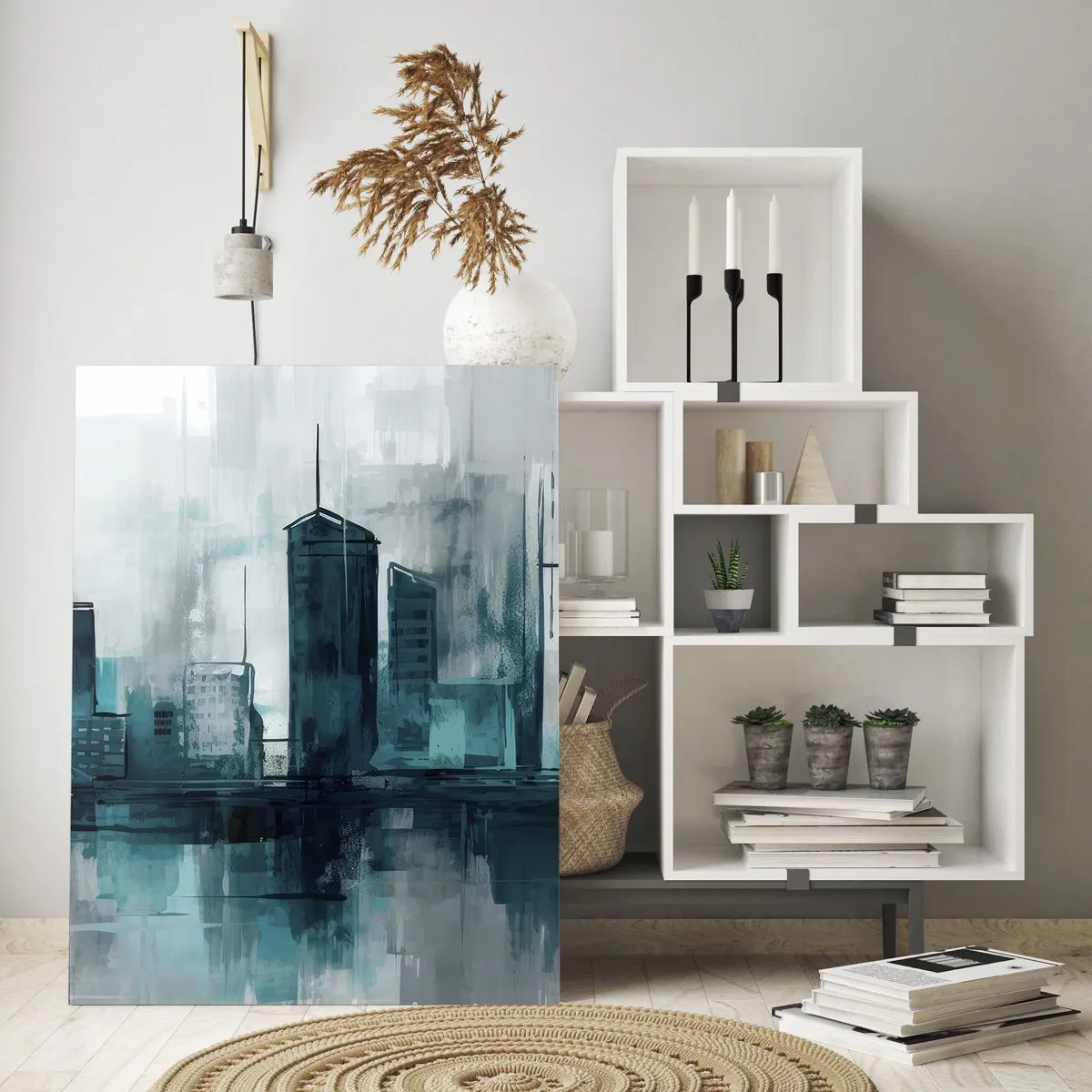 Quadro em vidro - Uma cidade da cor da chuva - 50x70 cm