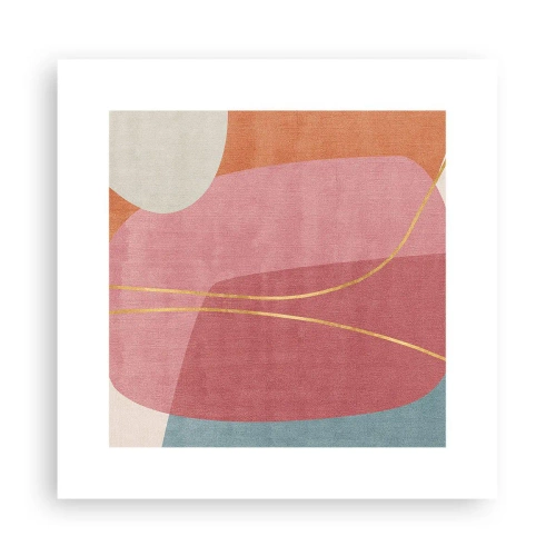 Pôster - Composição pastel com fio dourado - 30x30 cm