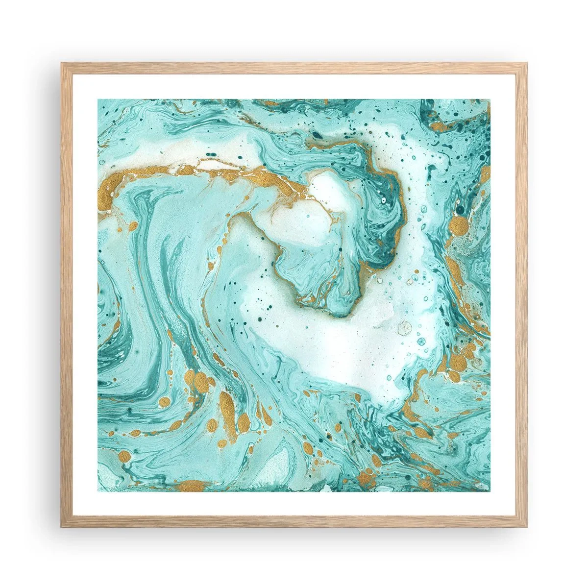 Pôster com moldura de carvalho claro - Sob a grande onda do período Edo - 60x60 cm