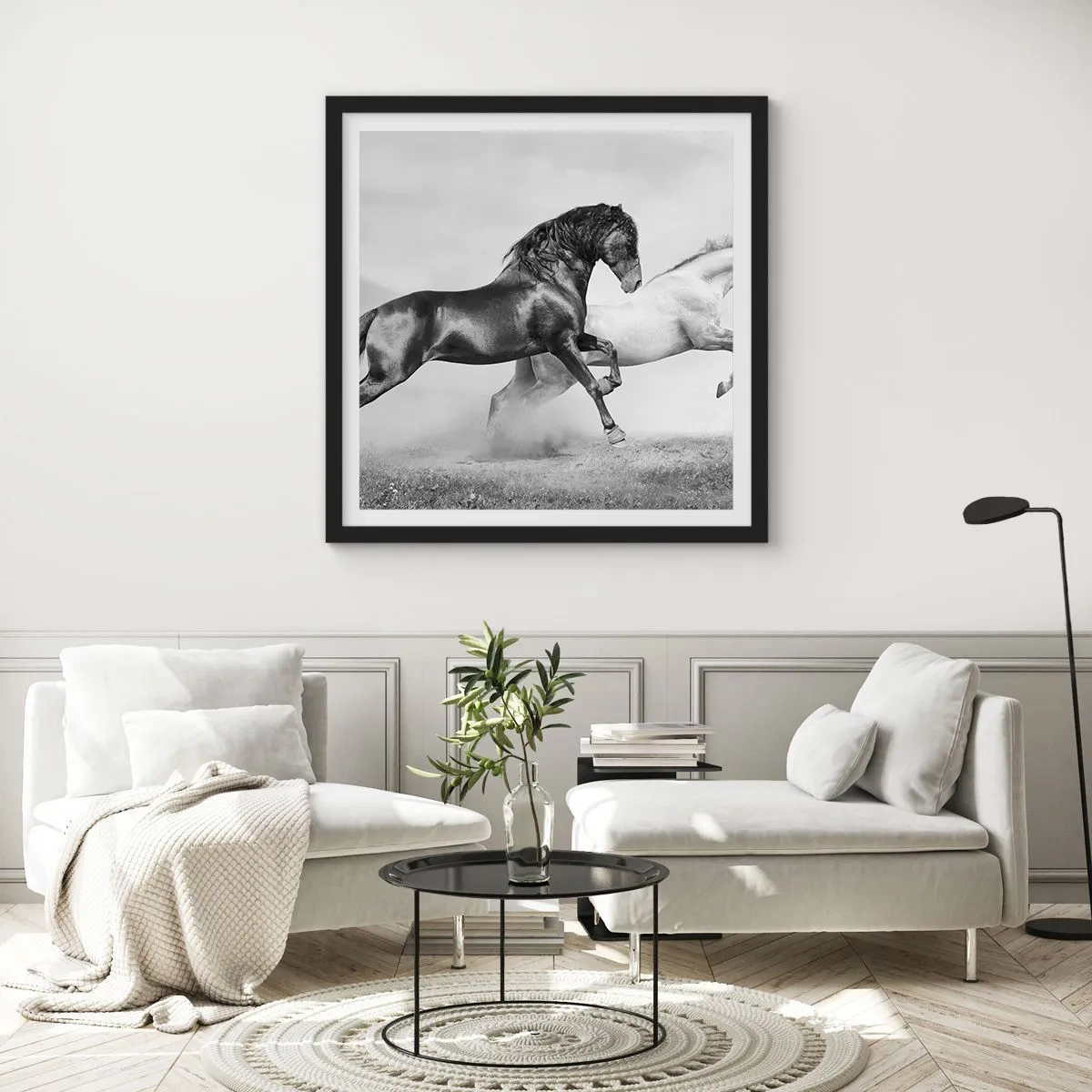 Pôster com moldura preta - Anjos e demônios - 40x40 cm