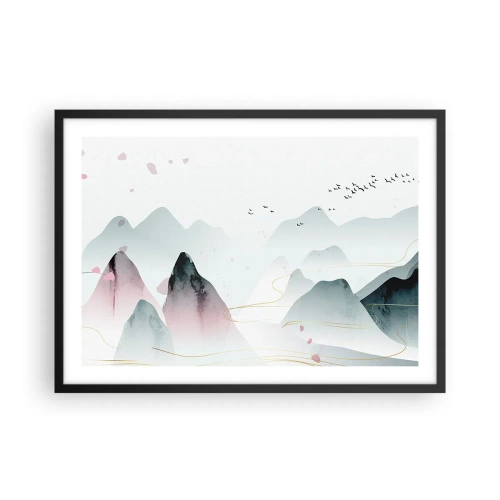 Pôster com moldura preta - Acima dos picos - 70x50 cm