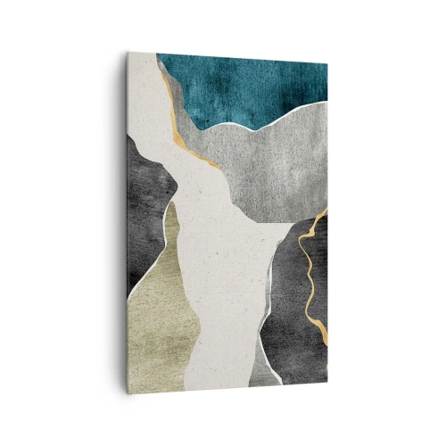 Quadro em tela - Composição de mosaico com fio de ouro - 80x120 cm