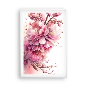 Pôster em moldura branca - Flor de cerejeira - 61x91 cm