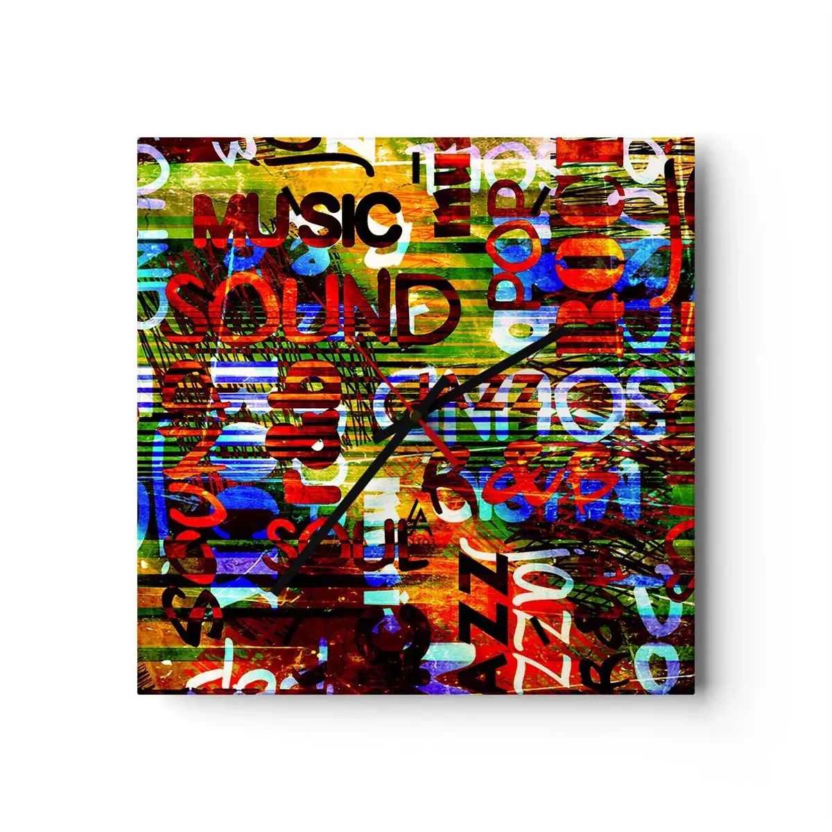 Relógio de parede - Relógio em vidro - Todas as cores do som - 30x30 cm