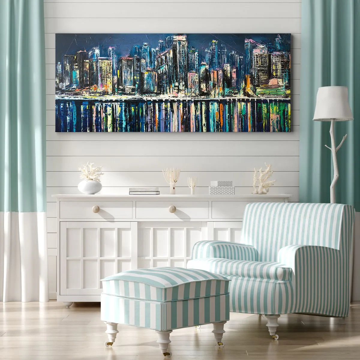 Quadro em tela - Cascata de luzes - 100x40 cm